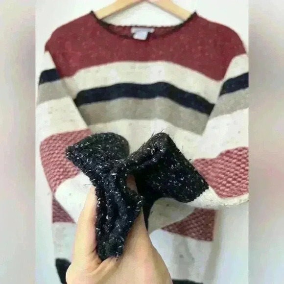 Northern Reflections Womens Red Striped Knit Cotton Cottagecore Sweater Large - Picture 7 of 12